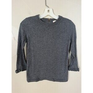 Kate Spade Gray Wool Cashmere Crew Neck Sweater Gold Zip, Bow Cuffs 3/4 Sleeve S